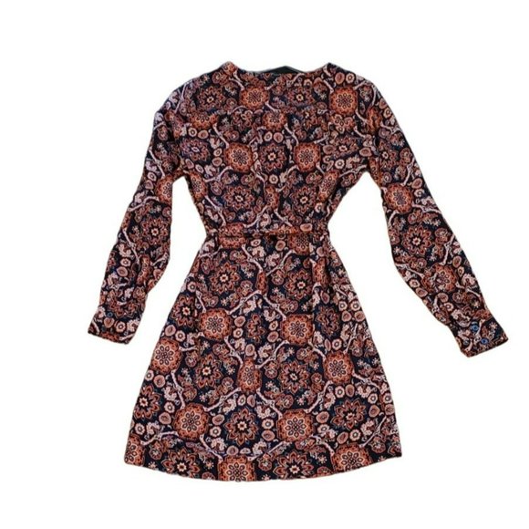 Loft Outlet Women's Petite Medallion Print Shirt Dress Size XXSP Fall Colors - Picture 3 of 5